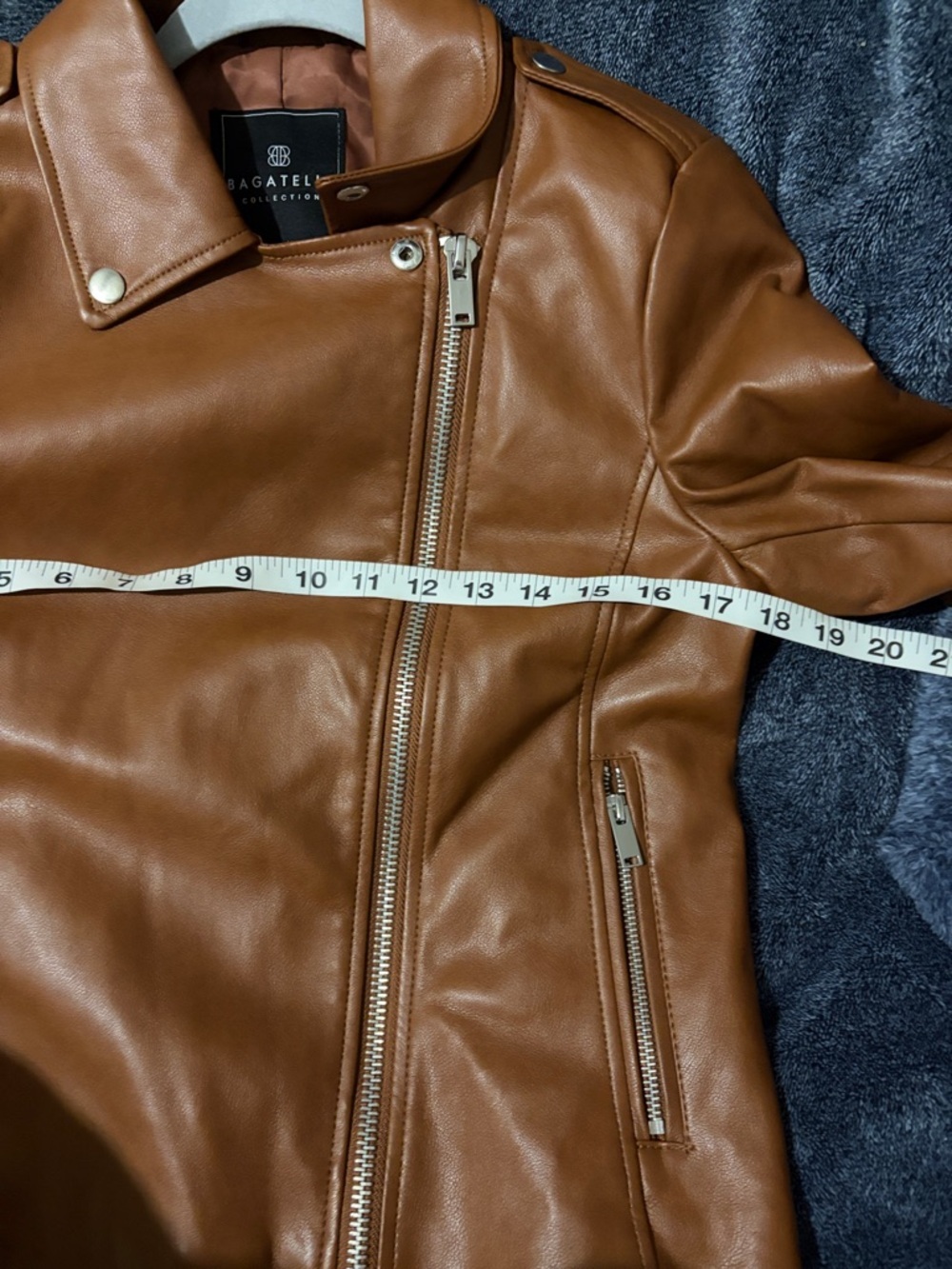 Bagatelle Faux Leather Zip Jacket - Brown - Picture 9 of 9